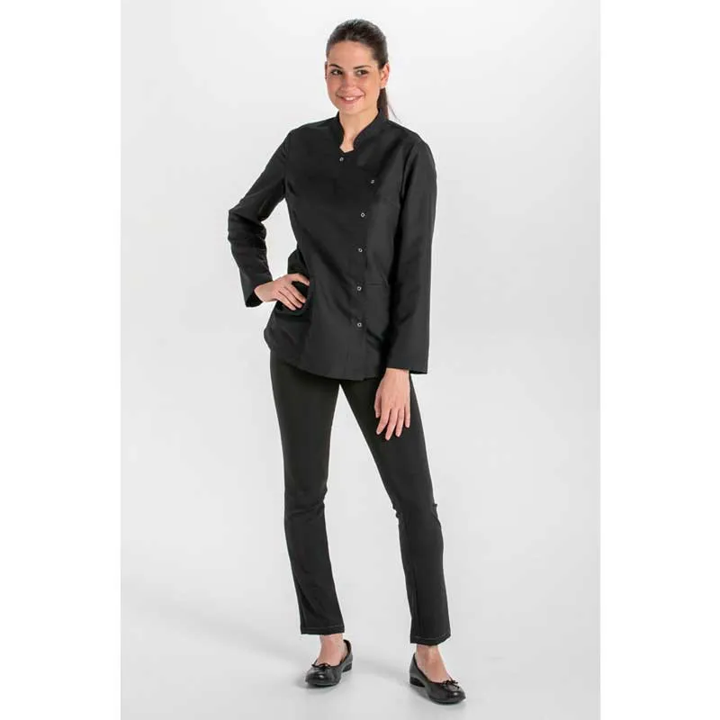 CHAQUETA MANGA LARGA CRUZADA DE MICROFIBRA NEGRA  DYNEKE