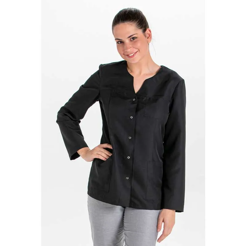 CHAQUETA MANGA LARGA CUELLO LLAVE DE MICROFIBRA NEGRA  DYNEKE