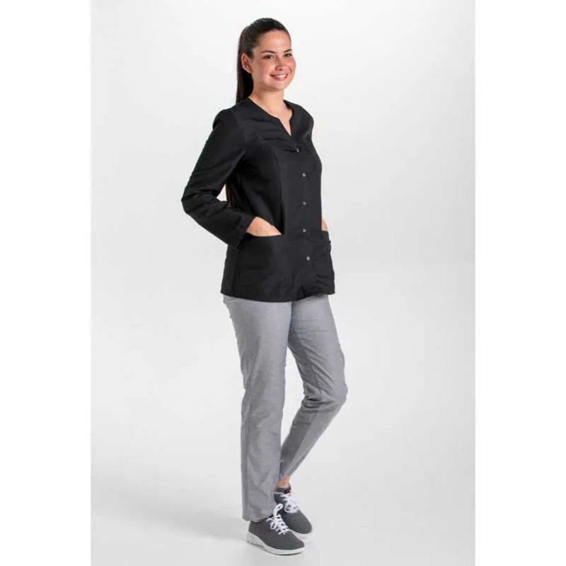 CHAQUETA MANGA LARGA CUELLO LLAVE DE MICROFIBRA NEGRA  DYNEKE