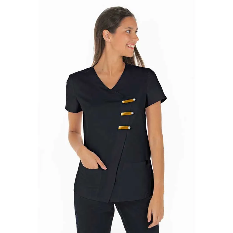 CHAQUETA MICROFIBRA NEGRA PRESILLAS DORADAS  DYNEKE