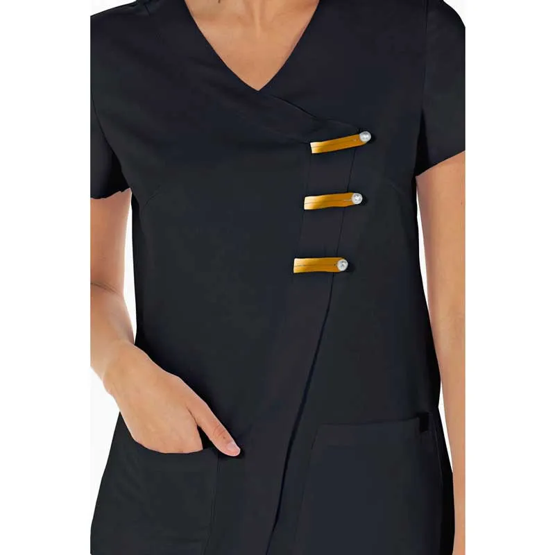 CHAQUETA MICROFIBRA NEGRA PRESILLAS DORADAS  DYNEKE