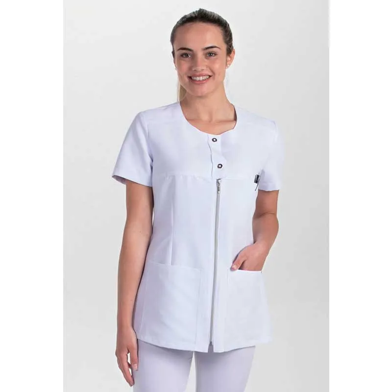 CHAQUETA MUJER CON CREMALLERA Y CORCHETES BLANCA  DYNEKE