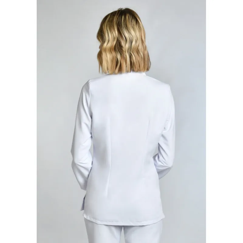 CHAQUETA MUJER DE MICROFIBRA BLANCA CON CREMALLERA DORADA  DYNEKE