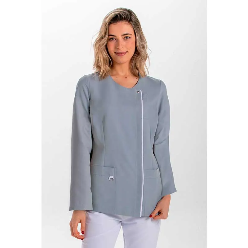 CHAQUETA MUJER MANGA LARGA GRIS DETALLE BLANCO  DYNEKE
