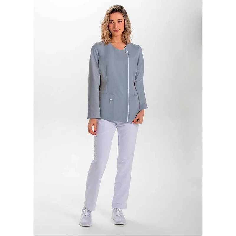 CHAQUETA MUJER MANGA LARGA GRIS DETALLE BLANCO  DYNEKE