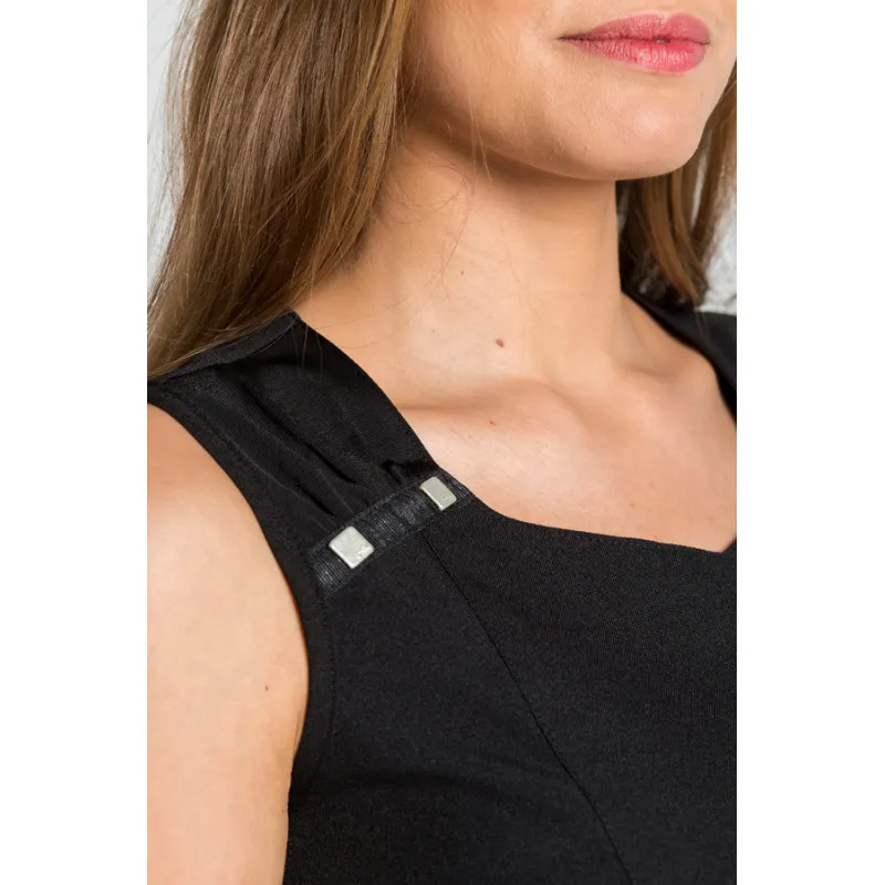 CHAQUETA NEGRA DETALLE DE PUNTO Y TIRAS  DYNEKE