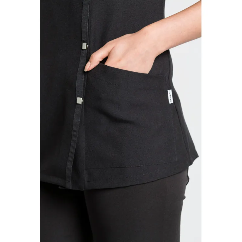CHAQUETA NEGRA DETALLE DE PUNTO Y TIRAS  DYNEKE
