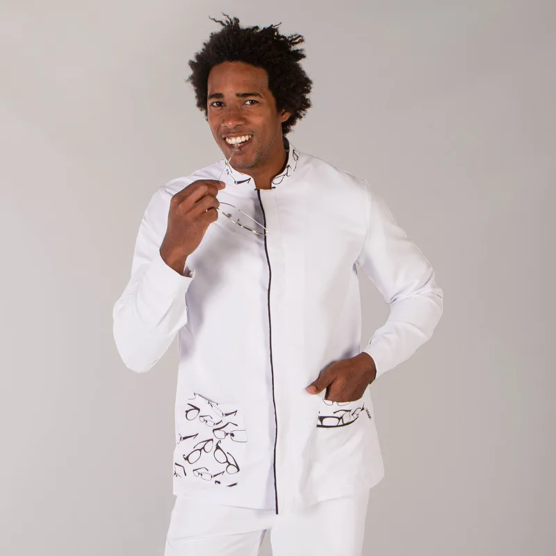 CHAQUETA PARA óPTICA HOMBRE DE MICROFIBRA BLANCA FERRáN  GARY'S