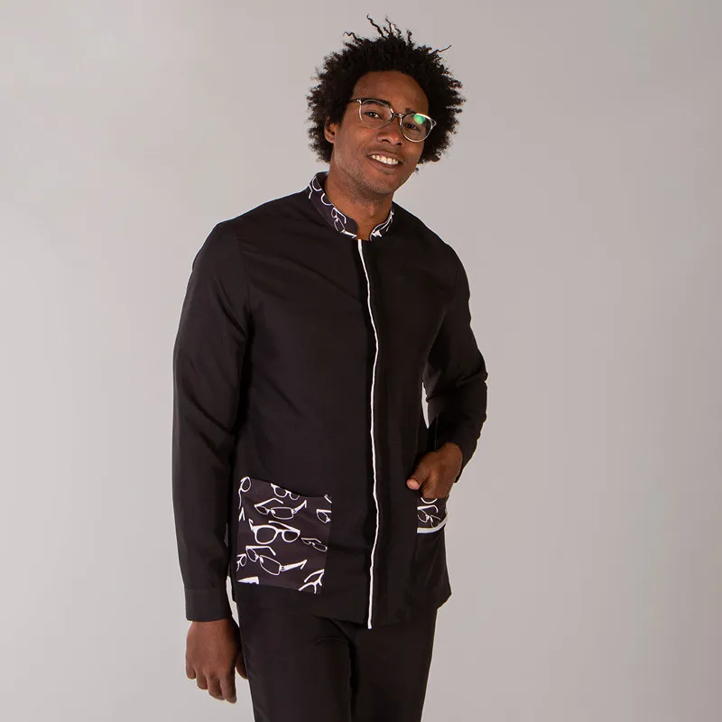 CHAQUETA PARA óPTICA HOMBRE DE MICROFIBRA NEGRA FERRáN  GARY'S