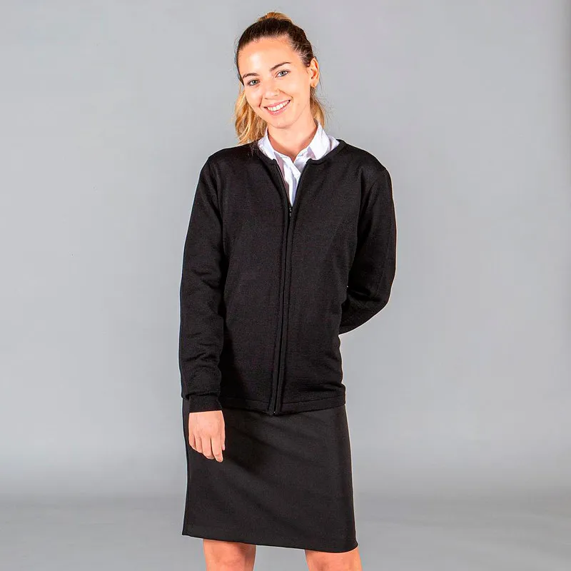 CHAQUETA PUNTO FINO NEGRA DE MUJER CON CREMALLERA  GARY'S