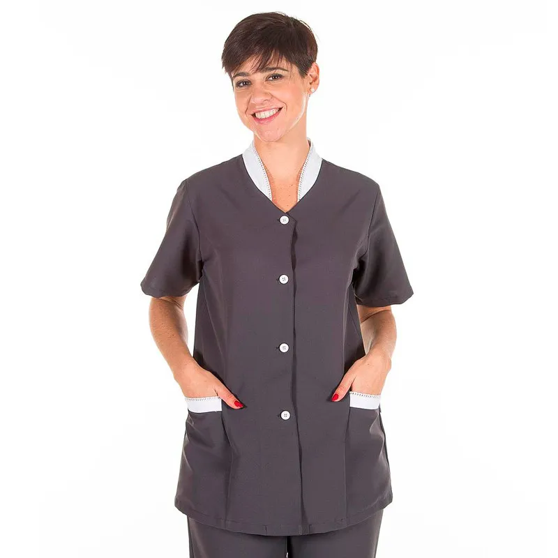 CHAQUETA SERVICIO GRIS MARENGO CON PUNTILLA EMMA  GARY'S