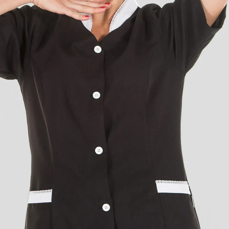 CHAQUETA SERVICIO MICROFIBRA NEGRA CON PUNTILLA EMMA  GARY'S