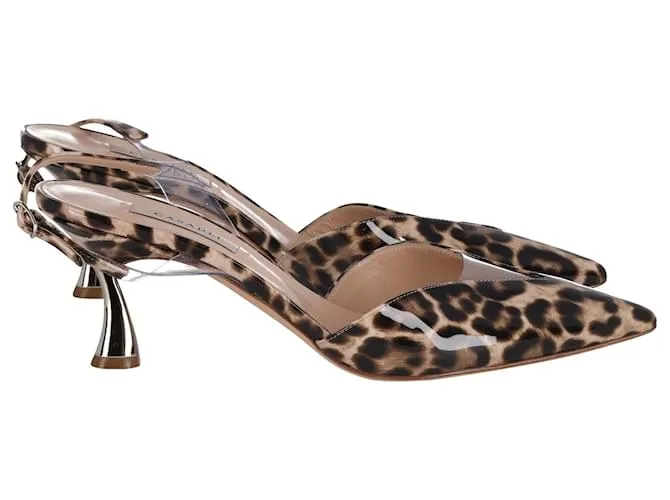 Chinelas destalonadas con estampado de leopardo en PVC marrón de Casadei Impresión de pitón 