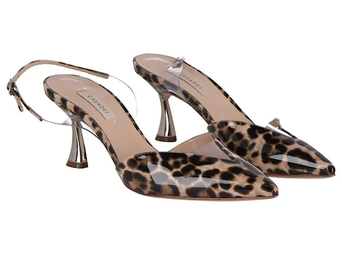 Chinelas destalonadas con estampado de leopardo en PVC marrón de Casadei Impresión de pitón 