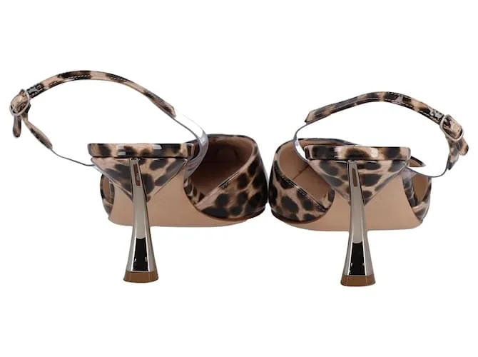 Chinelas destalonadas con estampado de leopardo en PVC marrón de Casadei Impresión de pitón 