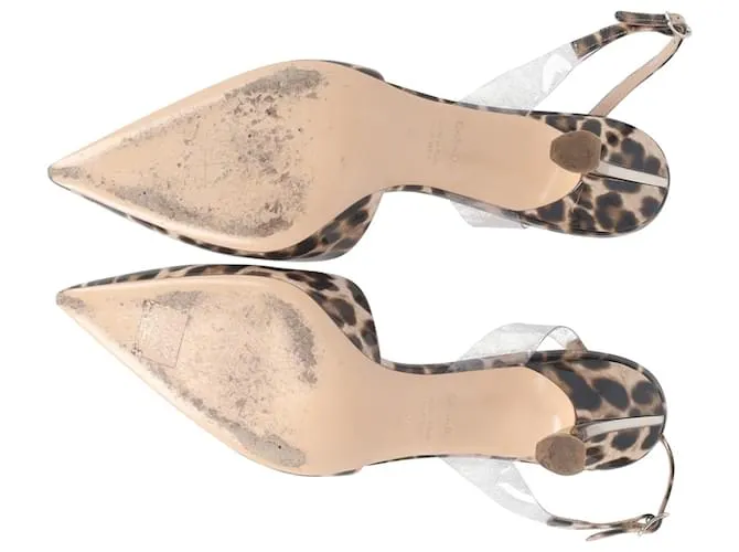 Chinelas destalonadas con estampado de leopardo en PVC marrón de Casadei Impresión de pitón 