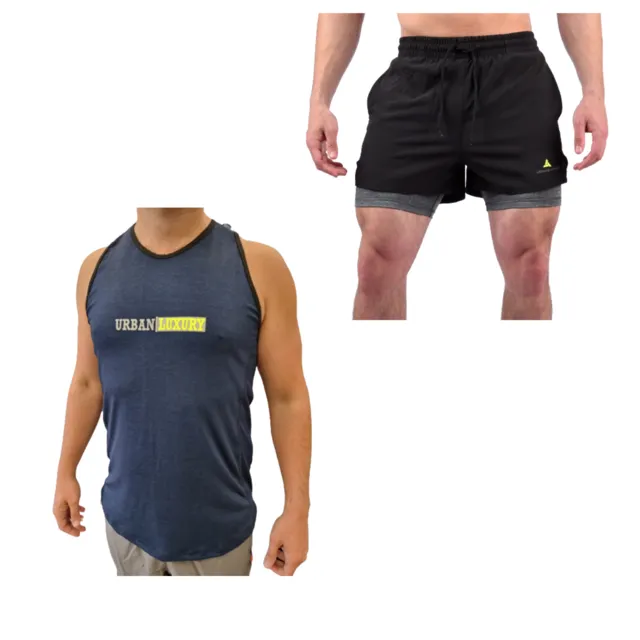Conjunto! Musculosa Hombre Az +short Con Calza Ng Hombre