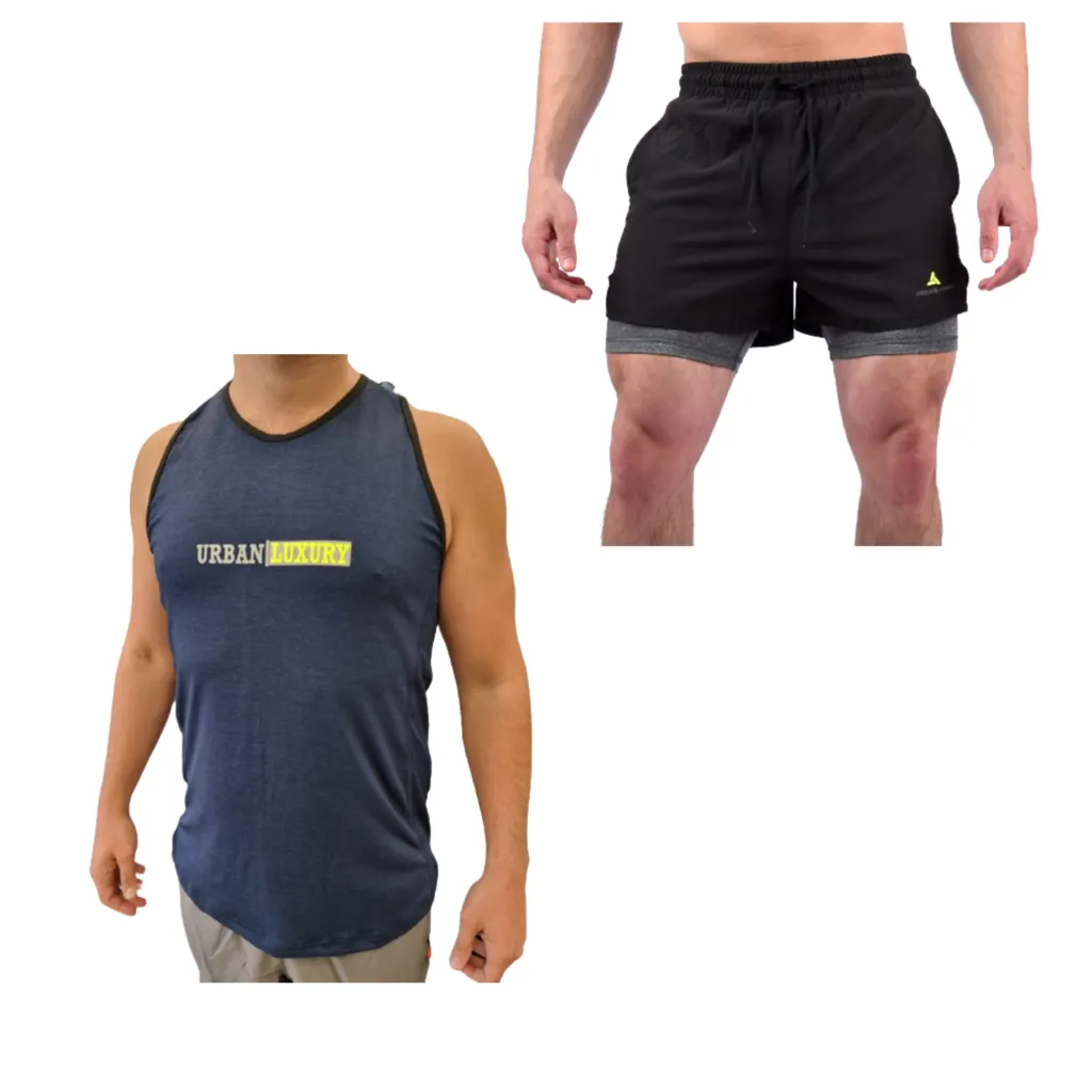 Conjunto! Musculosa Hombre Az +short Con Calza Ng Hombre