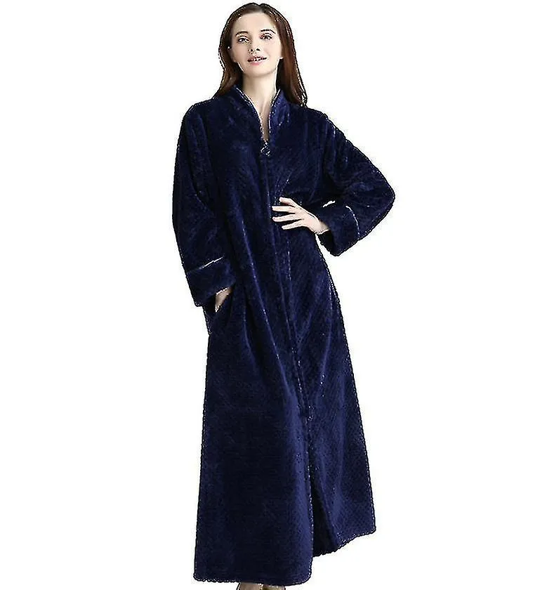 Cremallera Albornoz para mujer Franela Tois de lana Invierno Cálido Housecoat Camisón