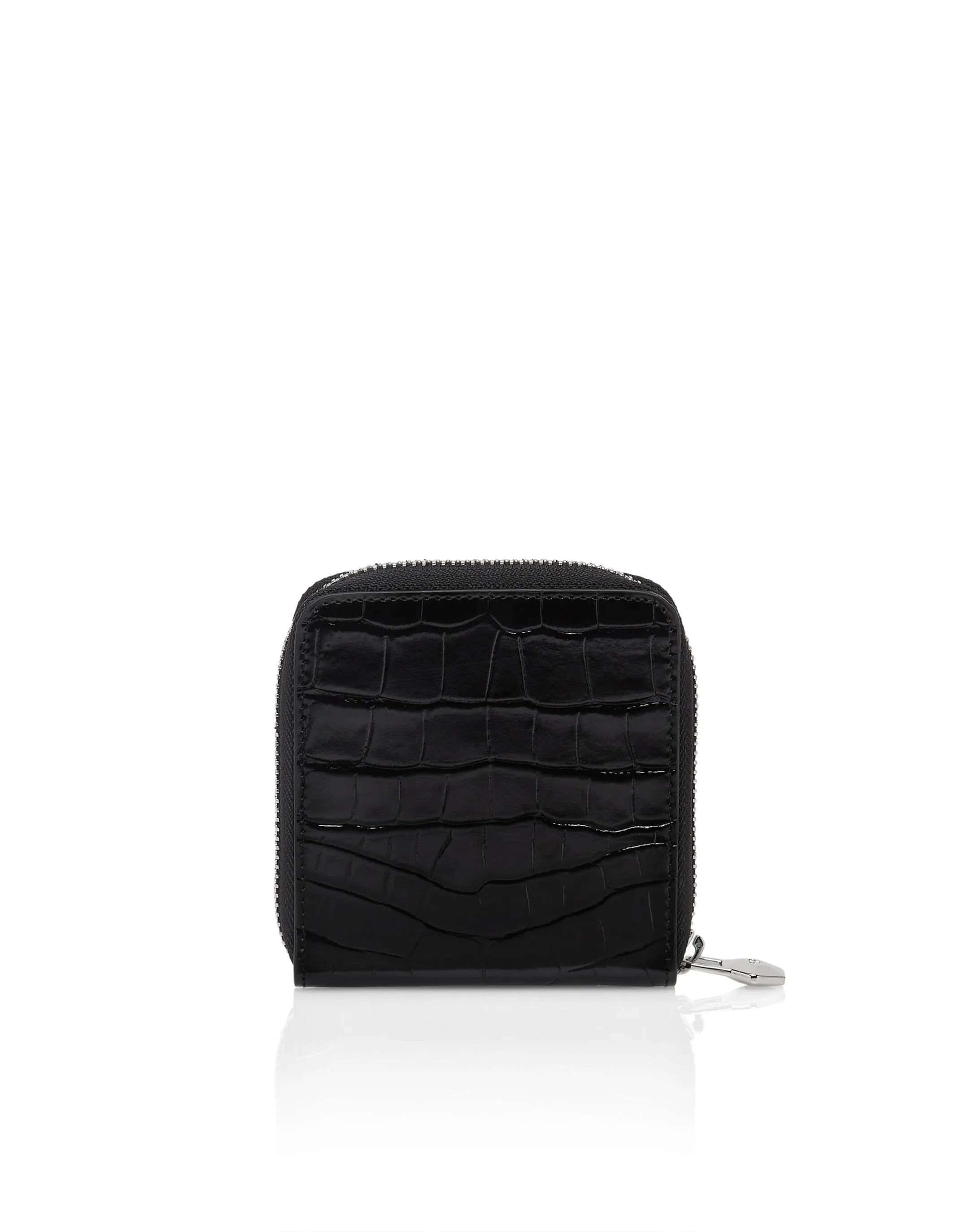 Croco Embossed Mini Round Zip Wallet