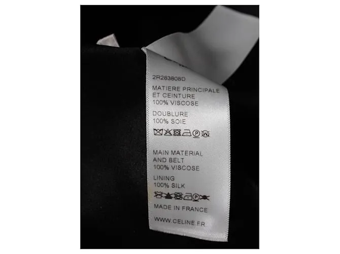 Céline Vestido midi con estampado de lunares Celine en viscosa negra 