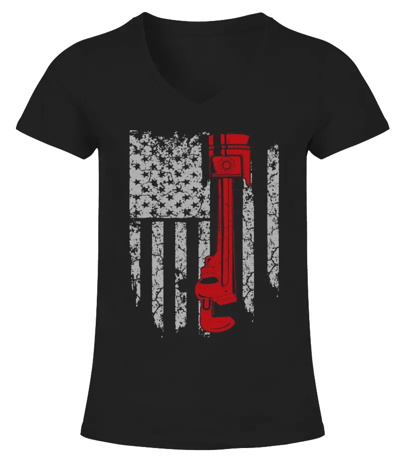 DIESEL MECHANIC AMERICA FLAG TSHIRT CAMISETA CUELLO PICO MUJER