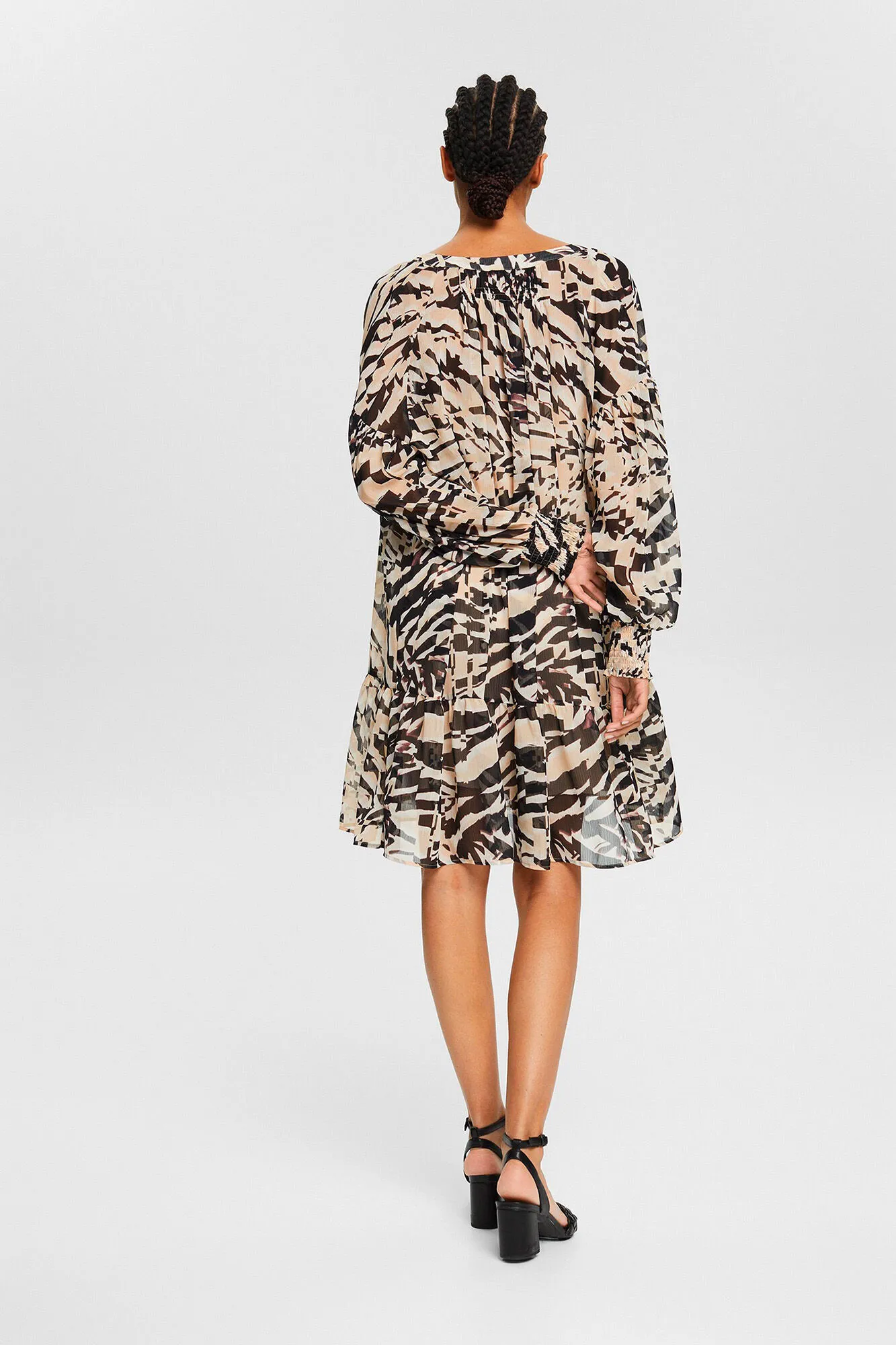 Esprit Vestido chiffon estampado animal print