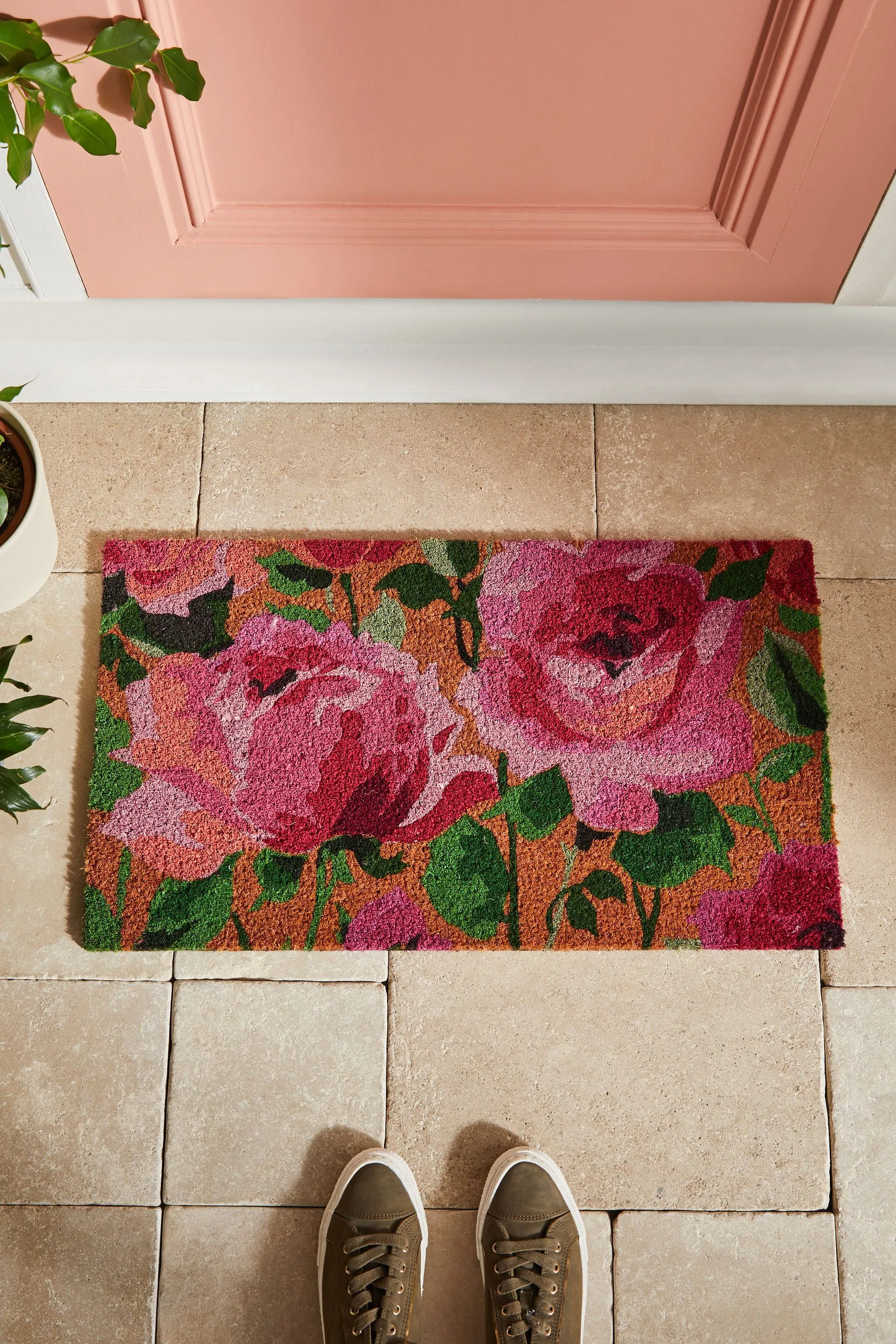 Felpudo con estampado de rosas