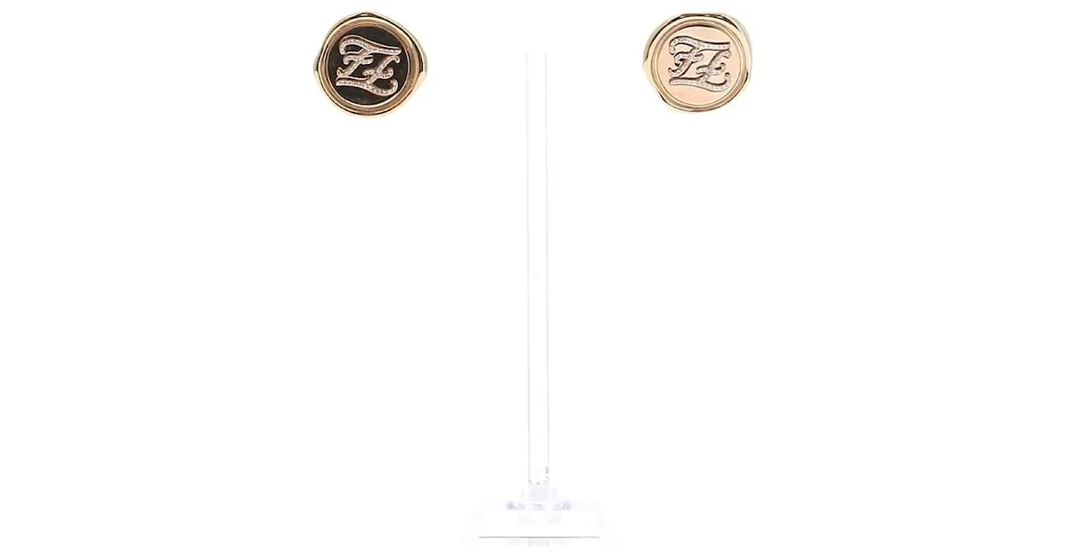 FENDI Pendientes T.  Chapado en oro Dorado 