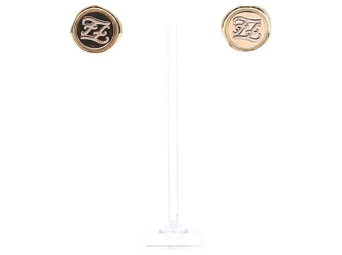 FENDI Pendientes T.  Chapado en oro Dorado 