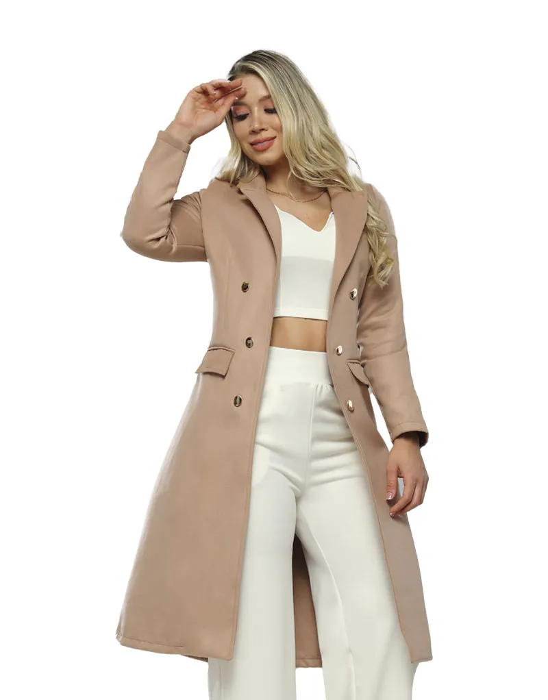 Gaban Abrigo Para Mujer De Paño Moderno Beige
