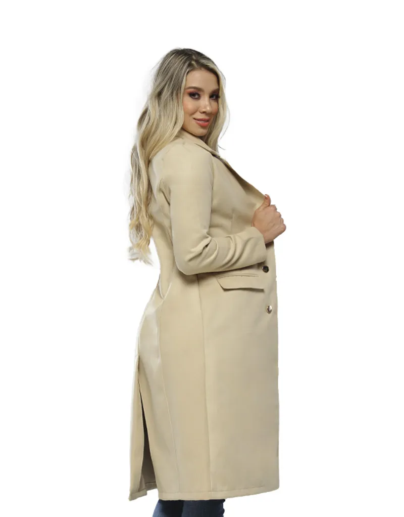Gaban Abrigo Para Mujer De Paño Moderno Beige