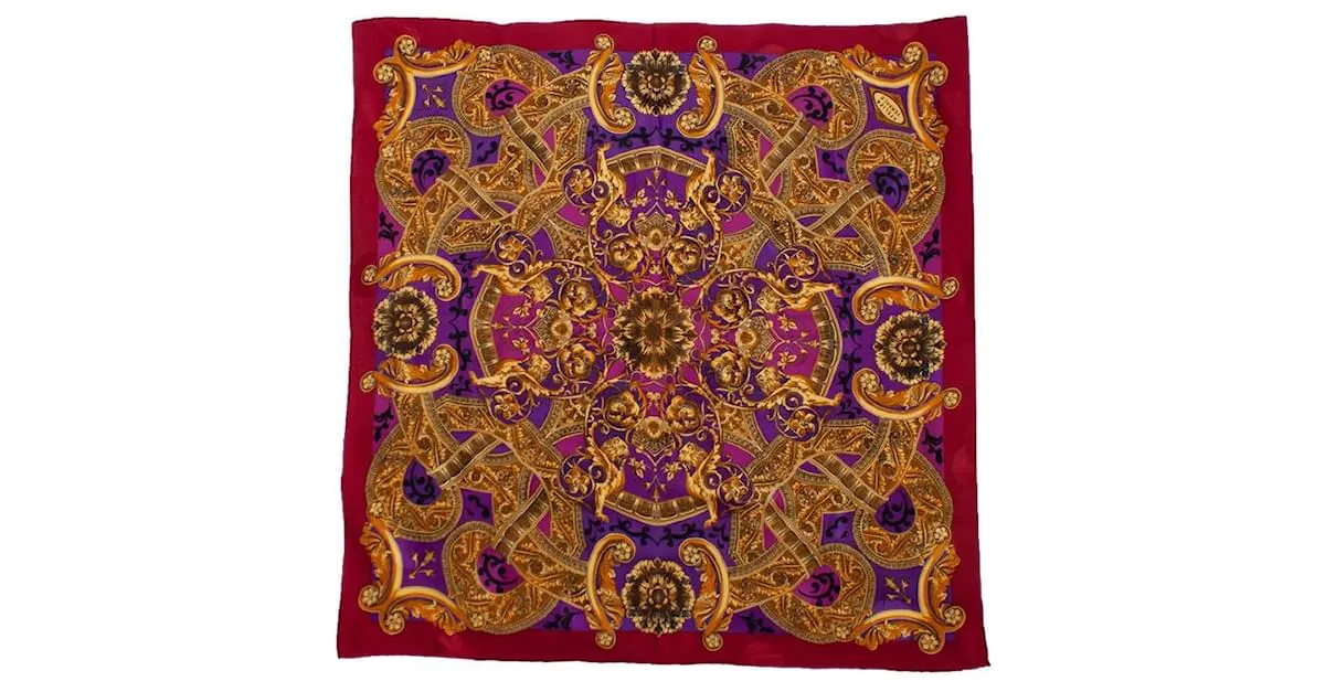 Gianni Versace taller versace, Pañuelo con estampado Barroco multicolor 