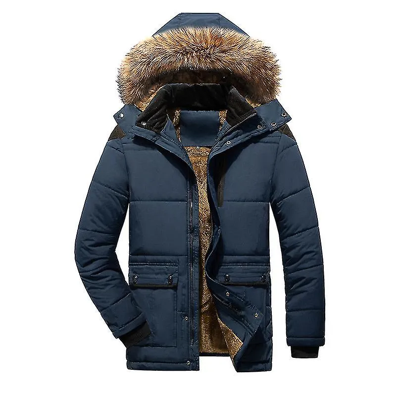 Hombre Abrigo de invierno Ropa de abrigo Cuello de piel Bolsillos con cremallera