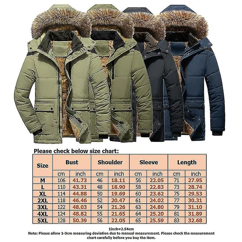 Hombre Abrigo de invierno Ropa de abrigo Cuello de piel Bolsillos con cremallera