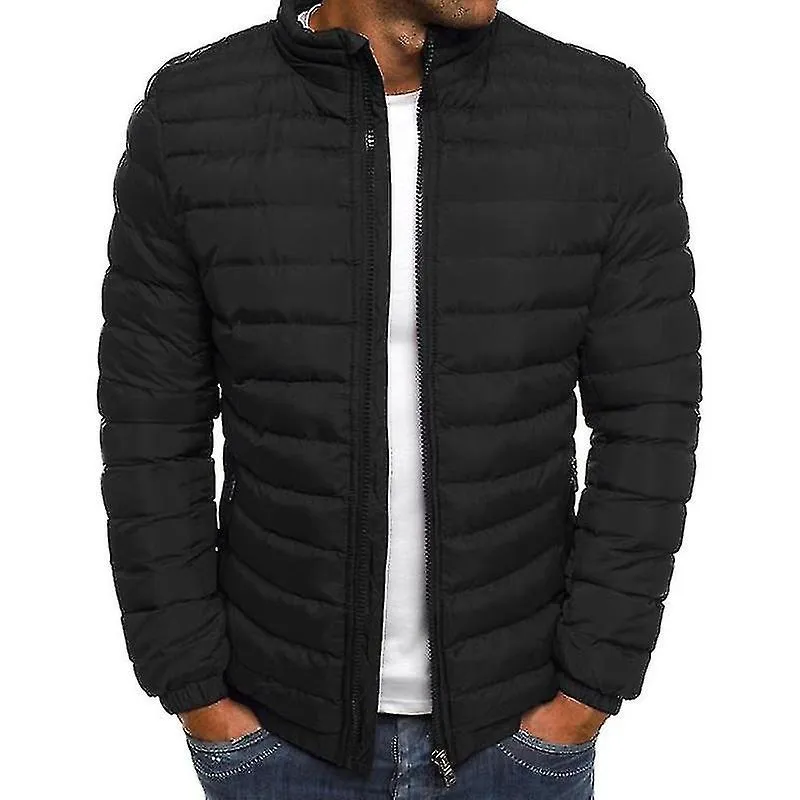 Hombre Invierno Abrigo Globo Burbuja Chaqueta Abrigo Lisa Acolchada Acolchada Cremallera Hacia Arriba