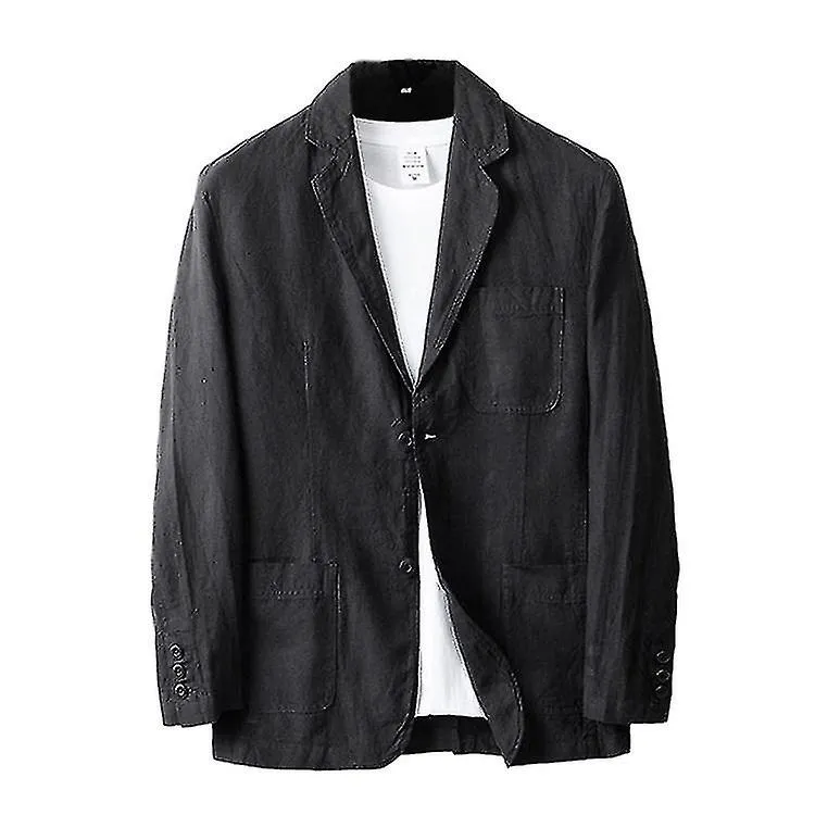 Hombre Lino Blazer Chaqueta ligera Abrigo Dos botones