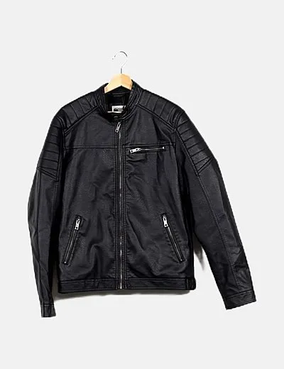 Jack & Jones Cazadora negra polipiel
