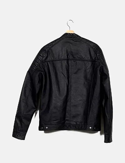 Jack & Jones Cazadora negra polipiel