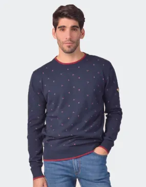 Jersey azul marino con triángulos de redonditas