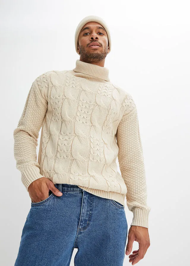 Jersey de cuello alto gris guijarro