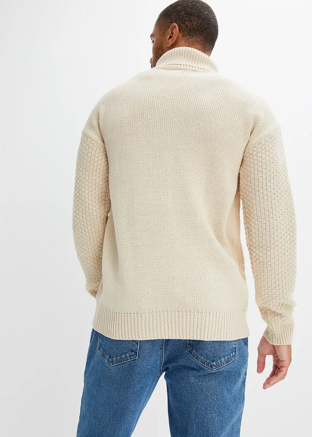Jersey de cuello alto gris guijarro