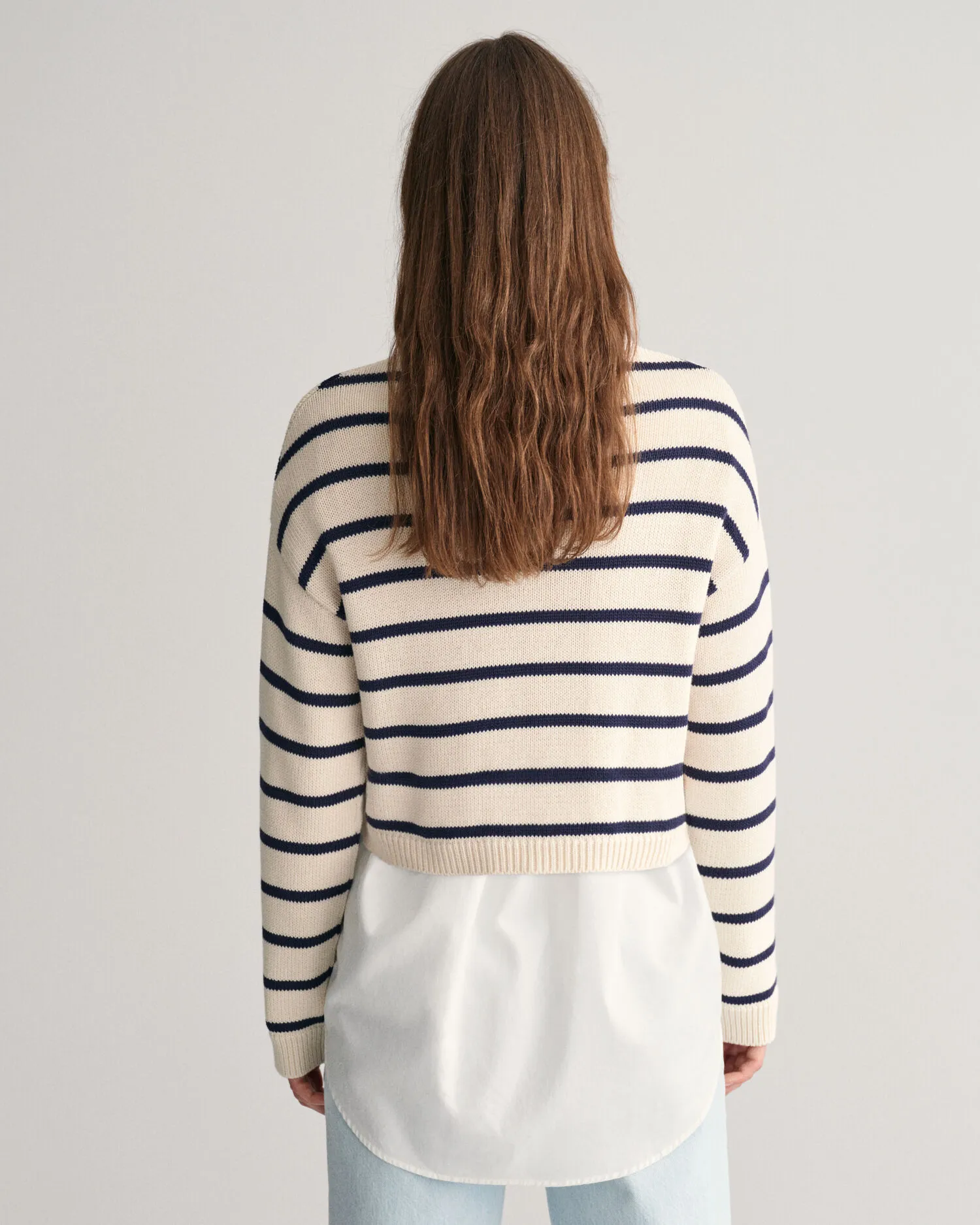 Jersey de cuello redondo y rayas
