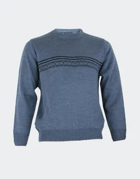 Jersey hombre punto cuello redondo con cenefa
