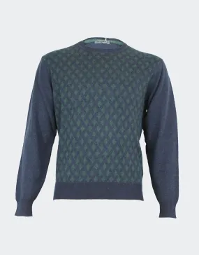 Jersey hombre punto fino cuello redondo con rombos