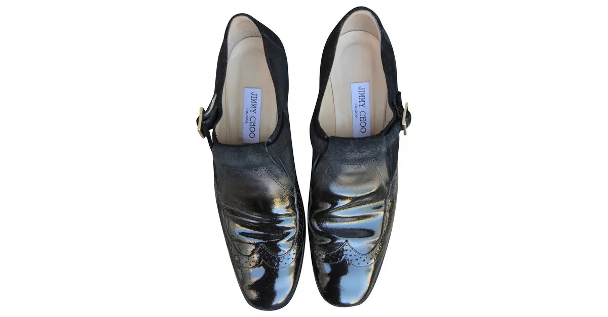Jimmy choo p brogue con hebilla 39,5 Negro 