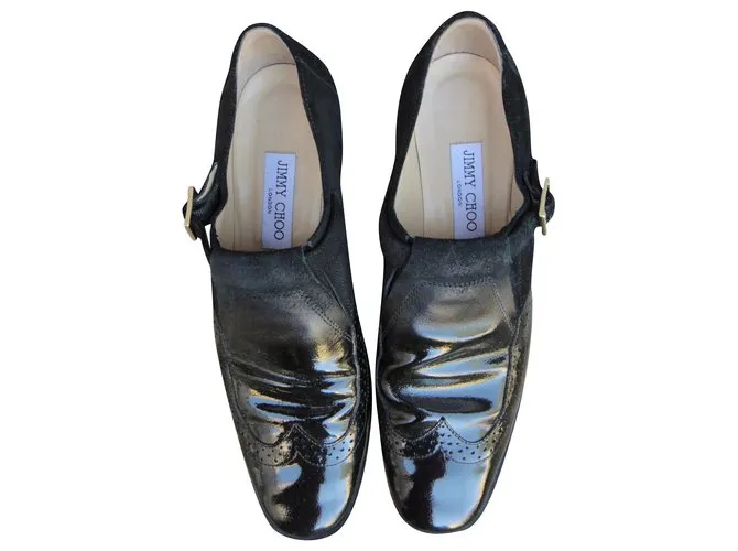 Jimmy choo p brogue con hebilla 39,5 Negro 