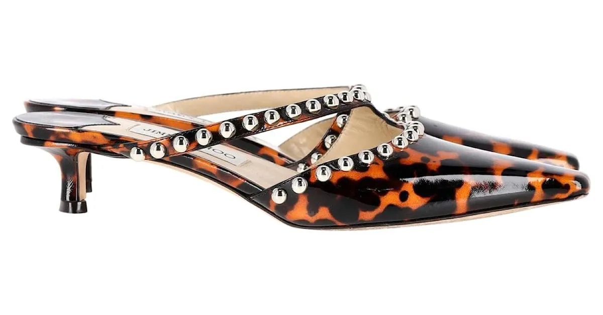 Jimmy Choo Ros 35Mules mm en charol con estampado animal Impresión de pitón 