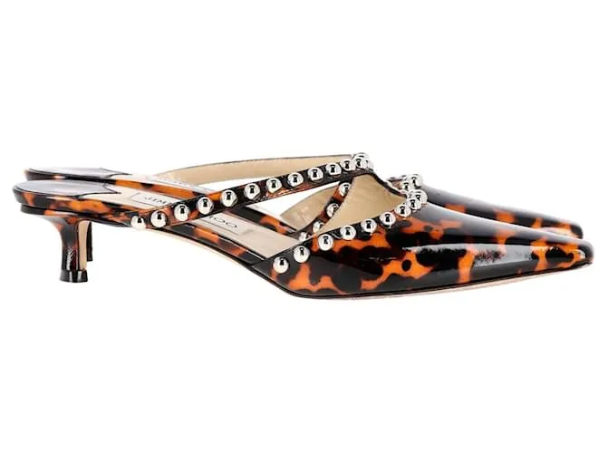 Jimmy Choo Ros 35Mules mm en charol con estampado animal Impresión de pitón 