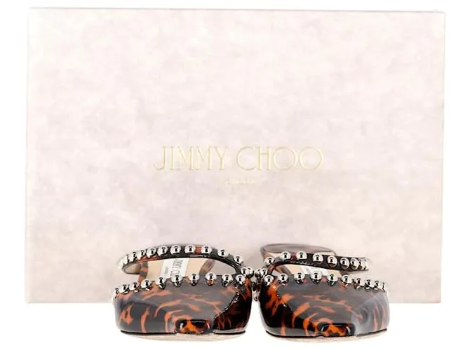 Jimmy Choo Ros 35Mules mm en charol con estampado animal Impresión de pitón 
